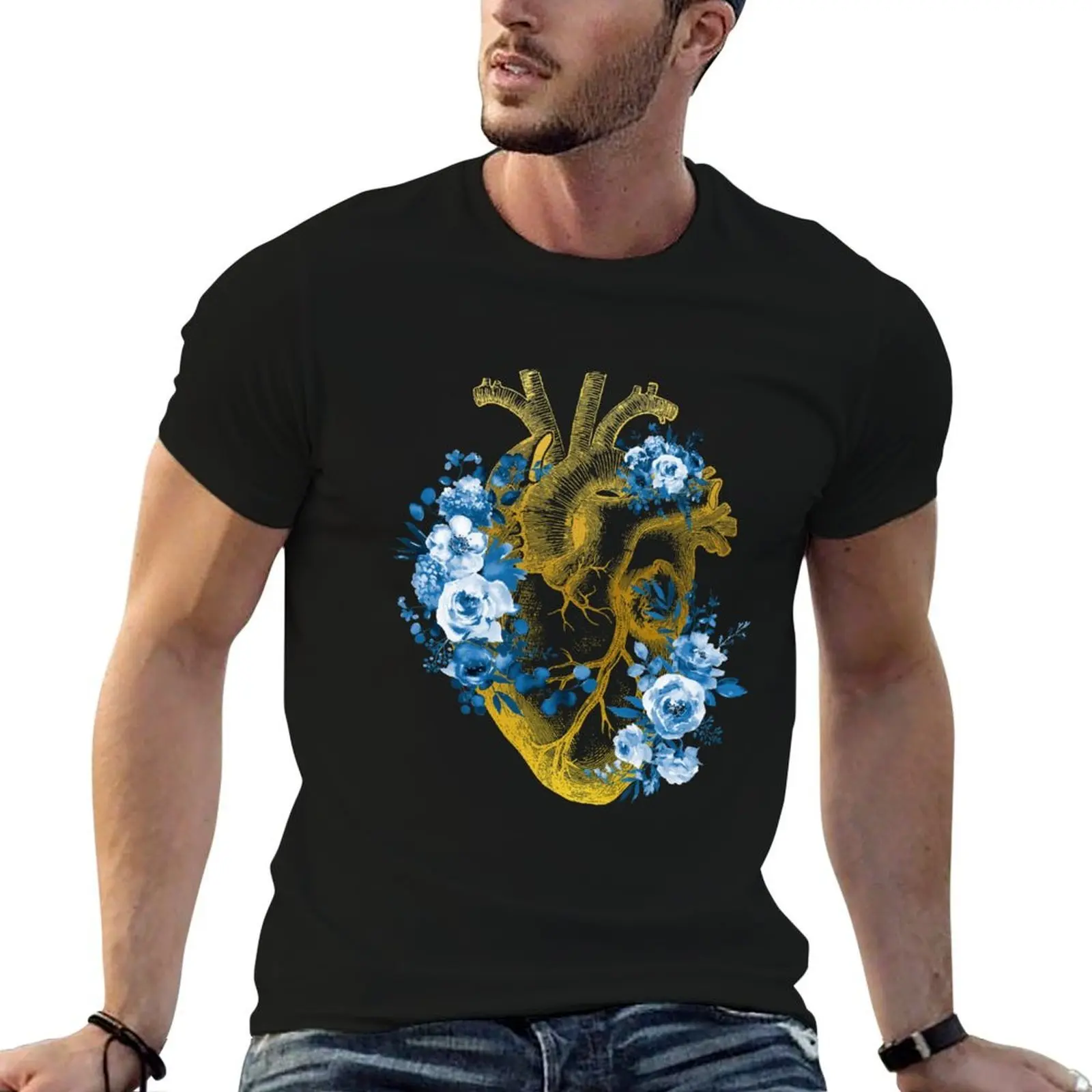 Human Heart T-Shirt clothes blue archive mens graphic t-shirts