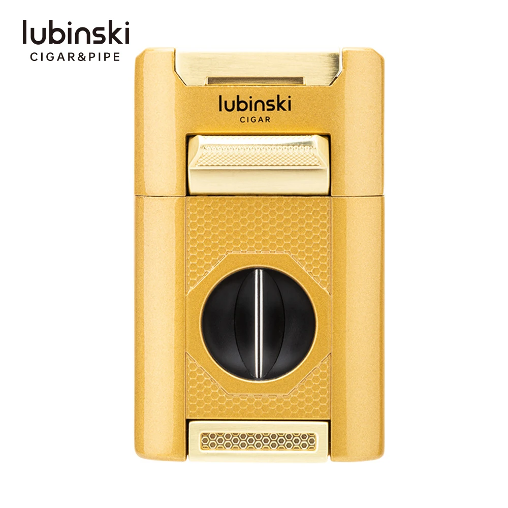 

2025 LUBINSKI Factory Semi-automatic Cigar Lighter Whit Cutter Stainless Steel Cigar Cutter