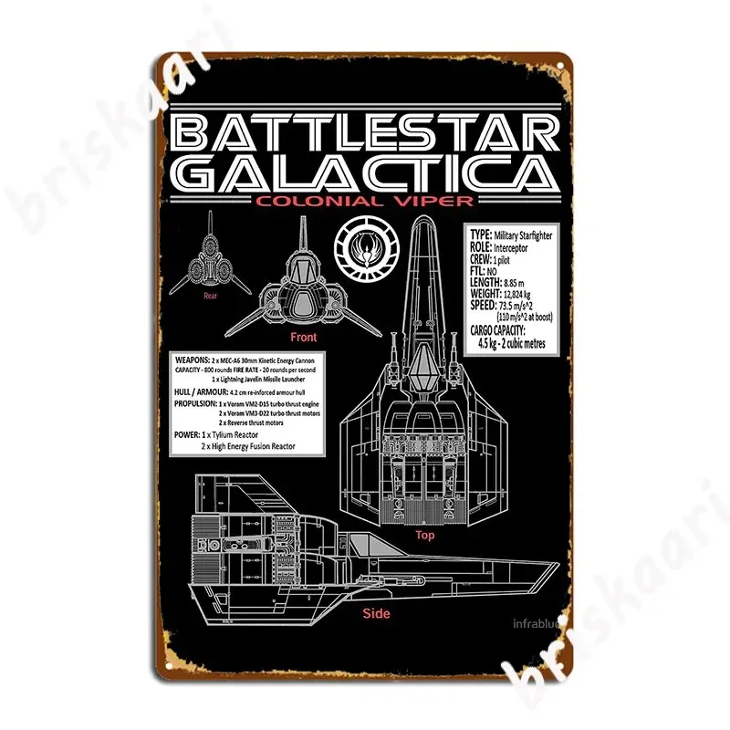 Battlestar Galactica Colonial Viper Metal Sign Wall Decor Retro Club Party Tin Sign Poster