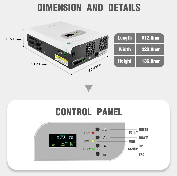 Inversor solar de baixa frequência fora da rede, uso para sistema de energia solar, 10000VA, 10 kVA, 8kW, 8000W