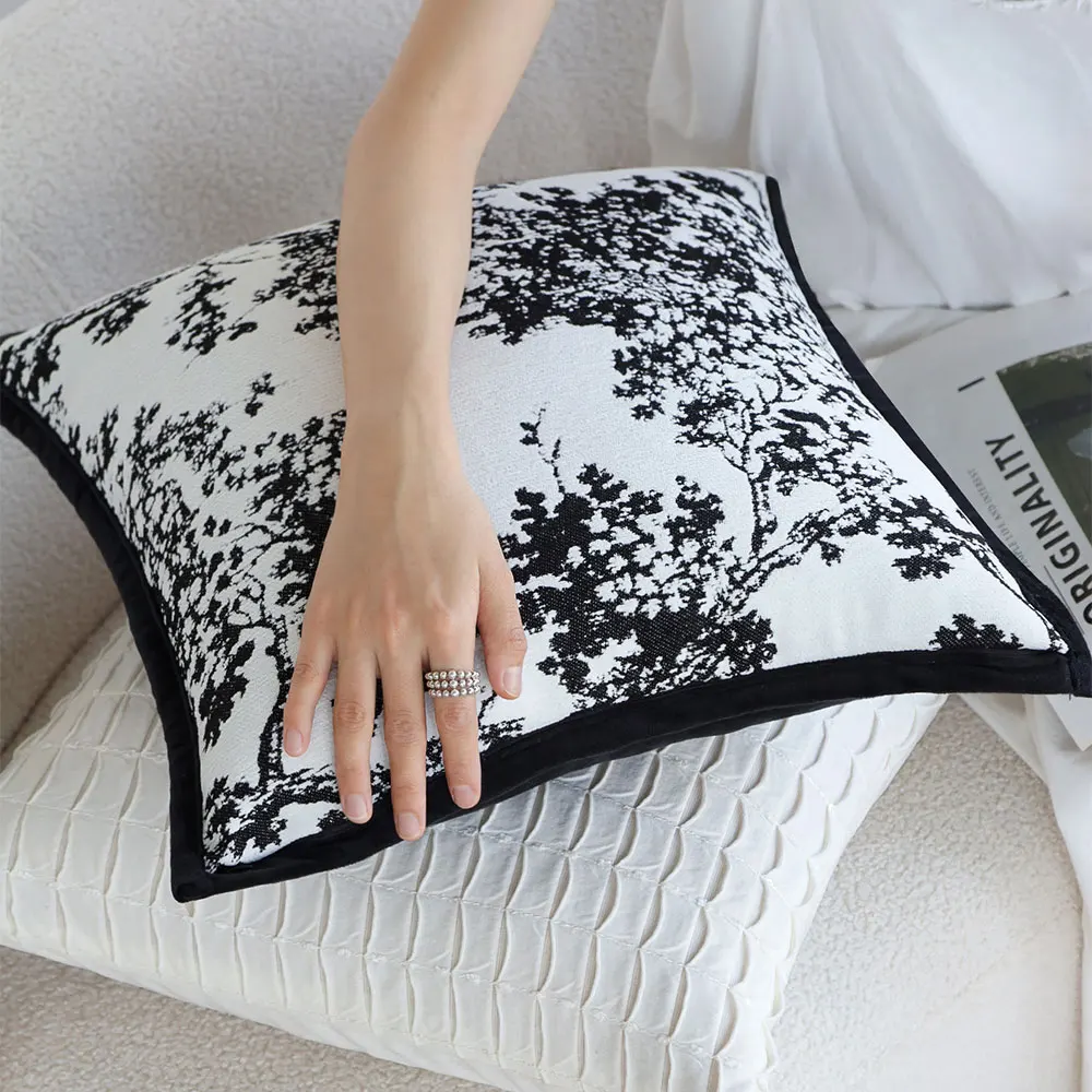 أسود غطاء الوسادة الزخرفية لينة مربع المخدة غرفة المعيشة الديكور Ins الشمال نمط أريكة رمي غطاء وسادة Hogar