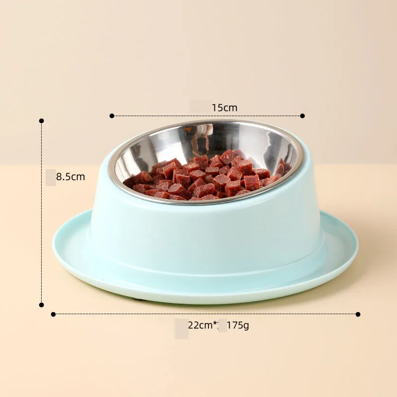 Cat Bowls Anti-Ant Food Dish Non-Skid and Non-Spill Silicone Pad with PP Stand Stainless Steel Food Water/Dispenser Cat Supplies