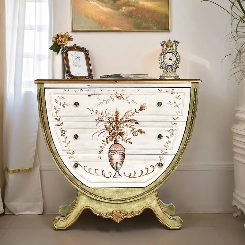 entrance counter European-style chest cabinet painted solid wood living room decorative storage cabinet corridor