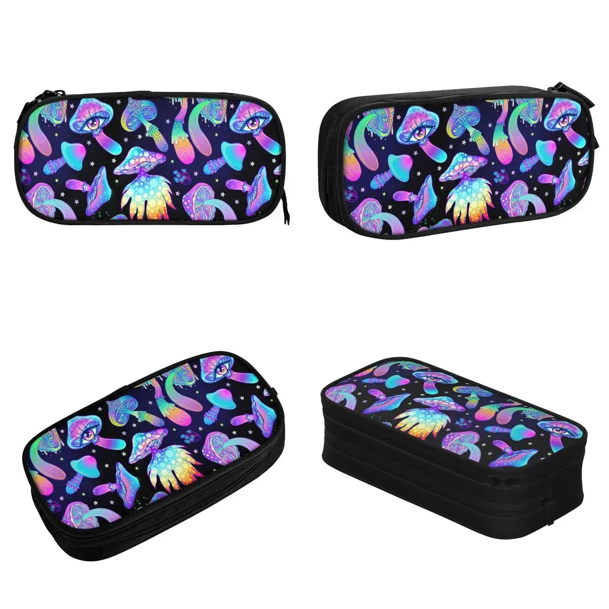 Creative Magic Mushrooms Pencil Case Psychedelic Pencil Box Pen for Student Large Storage Bags School Supplies Gifts Accessories