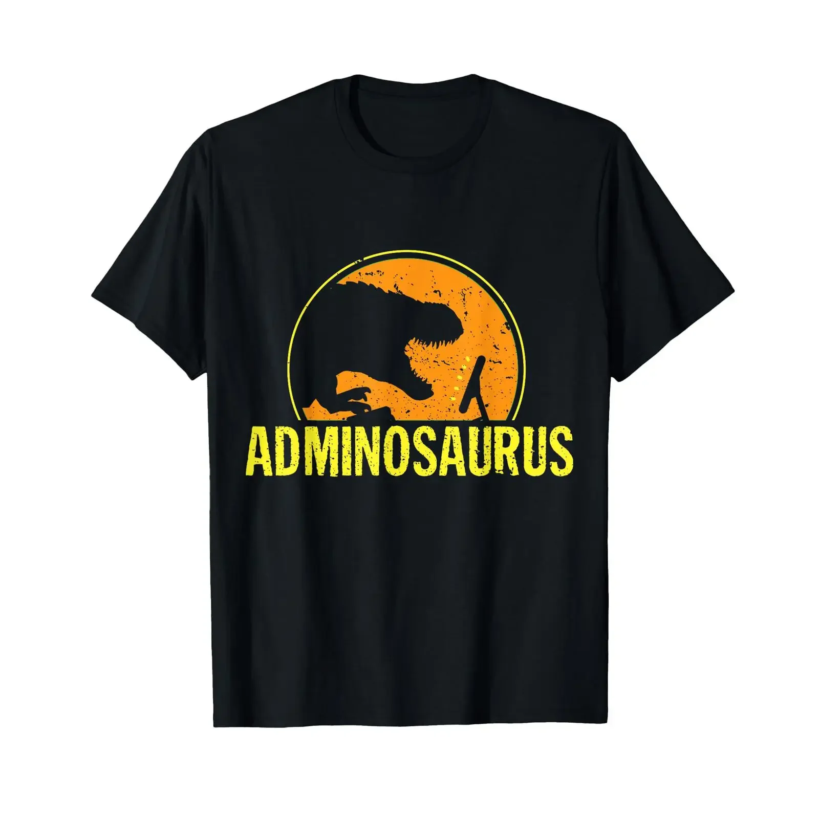 Funny Administrator Nerd Saying Ideas Adminosaurus Dinosaur T Shirt Black Short vintage Washed Unisex Top For Everyday Wear