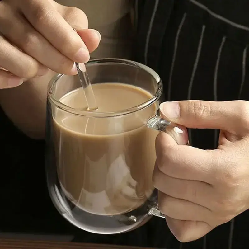 1-6PCS 80-450ML 내열성 이중 벽 차 유리 컵 맥주 커피 수제 크리 에이 티브 차가운 음료 투명 Drinkware 세트