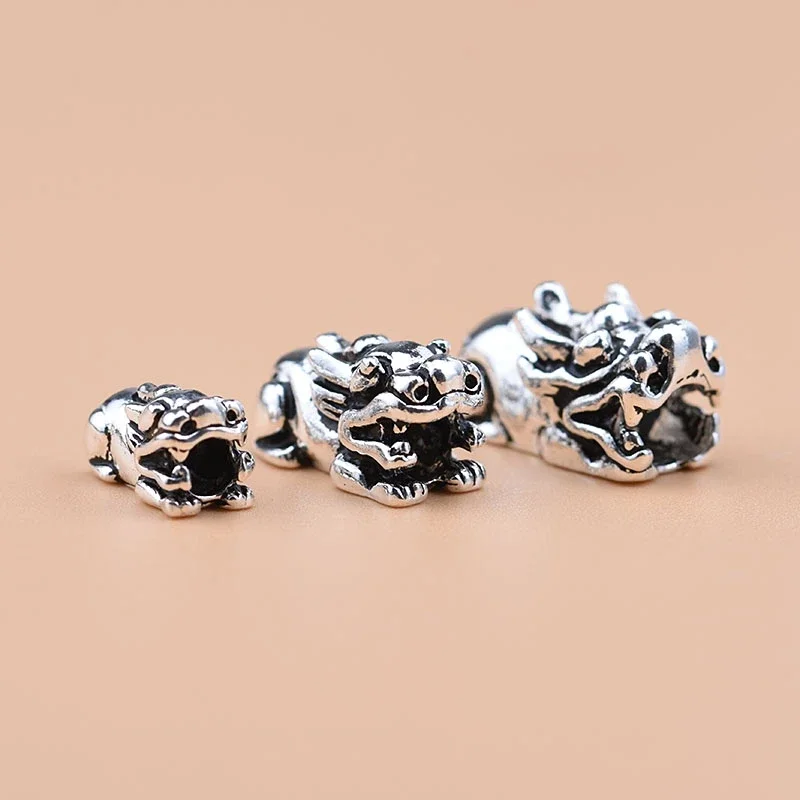 925 sterling silver Thai silver PiXiu beads lucky fortune transfer PiXiu beads handmade DIY beaded bracelet accessories