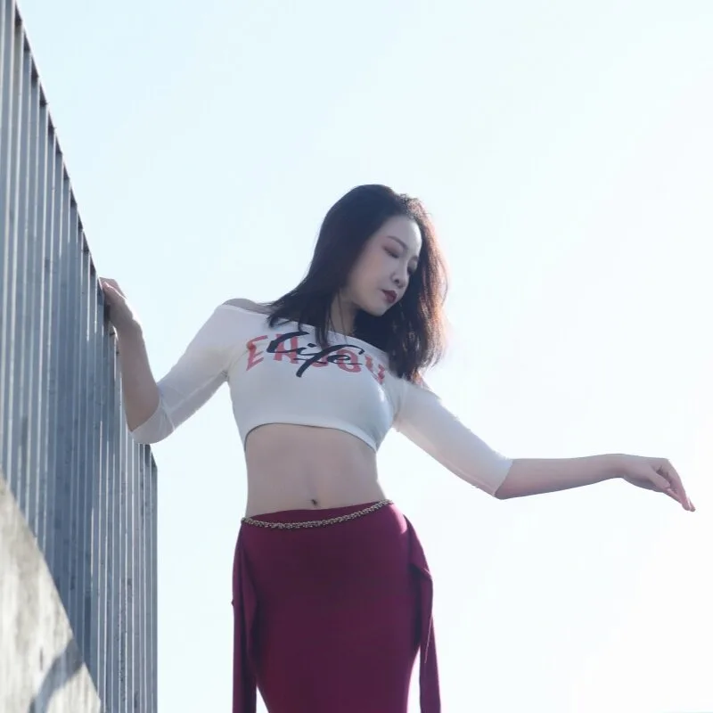 customized-short-top-belly-dance-outfit-breathable-and-sweat-absorbing