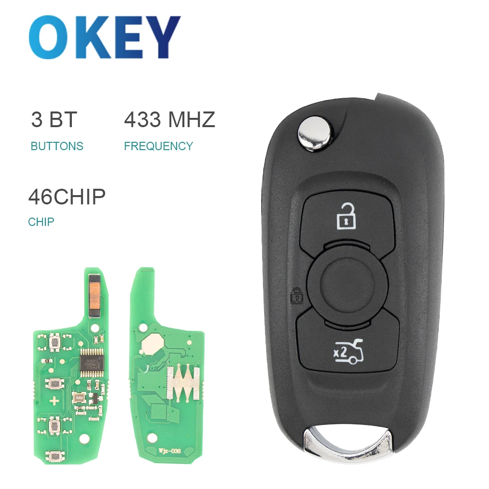 

Дистанционный ключ Okey для Opel Astra K (2015+) Vauxhall Astra K (2015+) Buick Excelle GT EXCELLEGT 433 МГц ID46 Откидной ключ от автомобиля