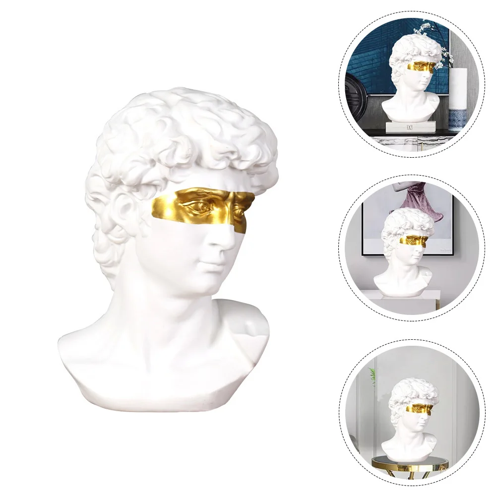 

1Pcs Light Luxury Resin David Adornment White Sculpture Desktop Gold Drawing Decoration Crafts for Living Room