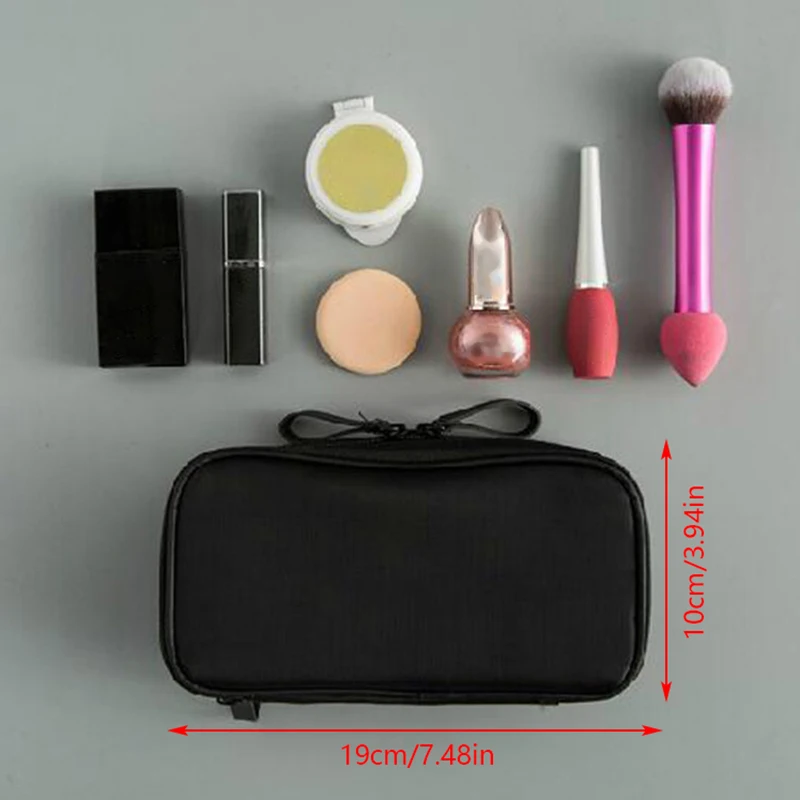 Travel Nylon Storage Bag Black Mini Make Up Bag For Female Girl Fashion Daily Doule Zipper Small Cosmetic Bags