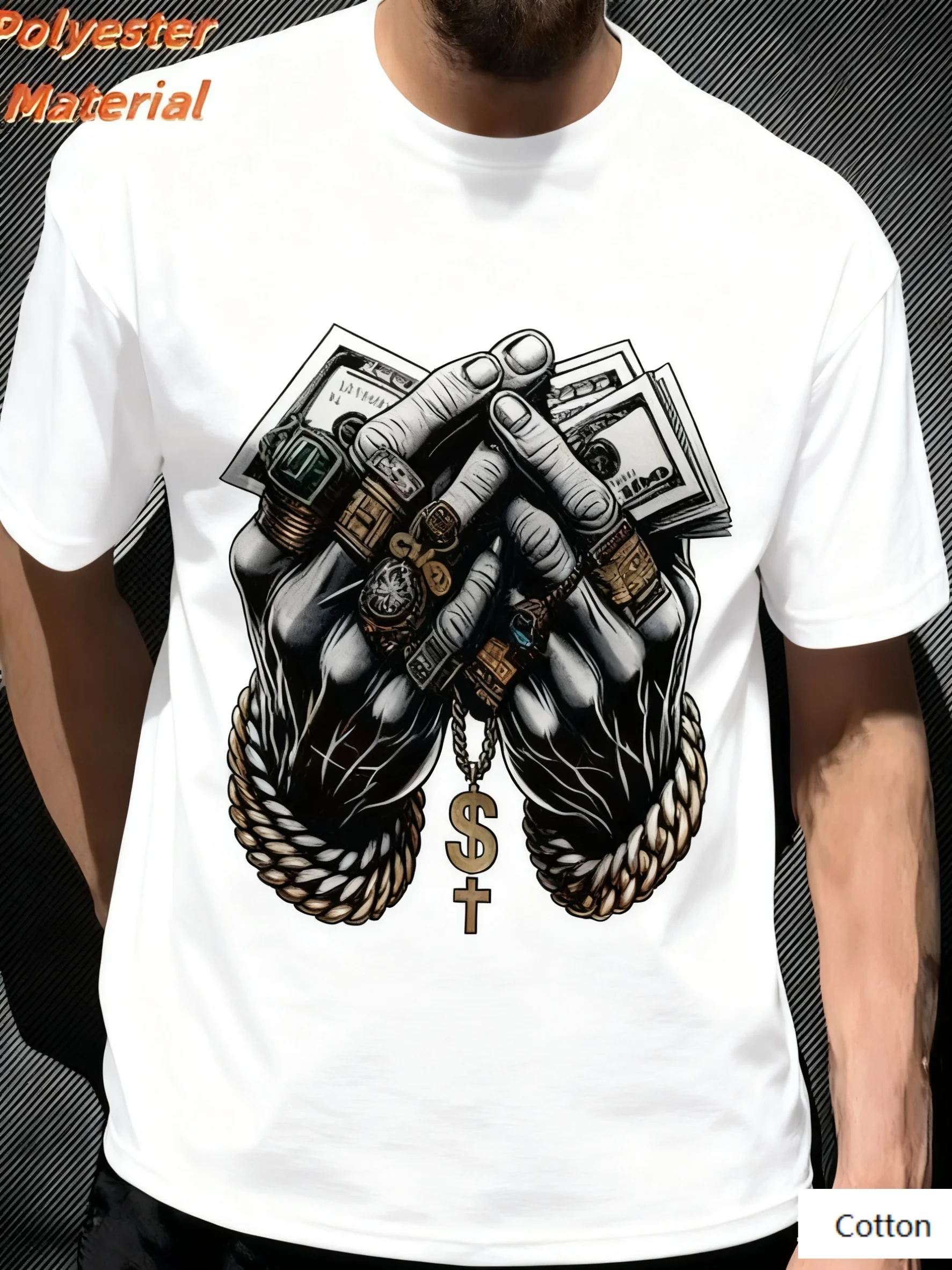 تي شيرت برقبة دائرية مع شارع - ثروة - تي شيرت مستوحى من الجرافيك للجنسين بأكمام قصيرة تي شيرت جرافيك عالي الجودة Y2k Tee #2