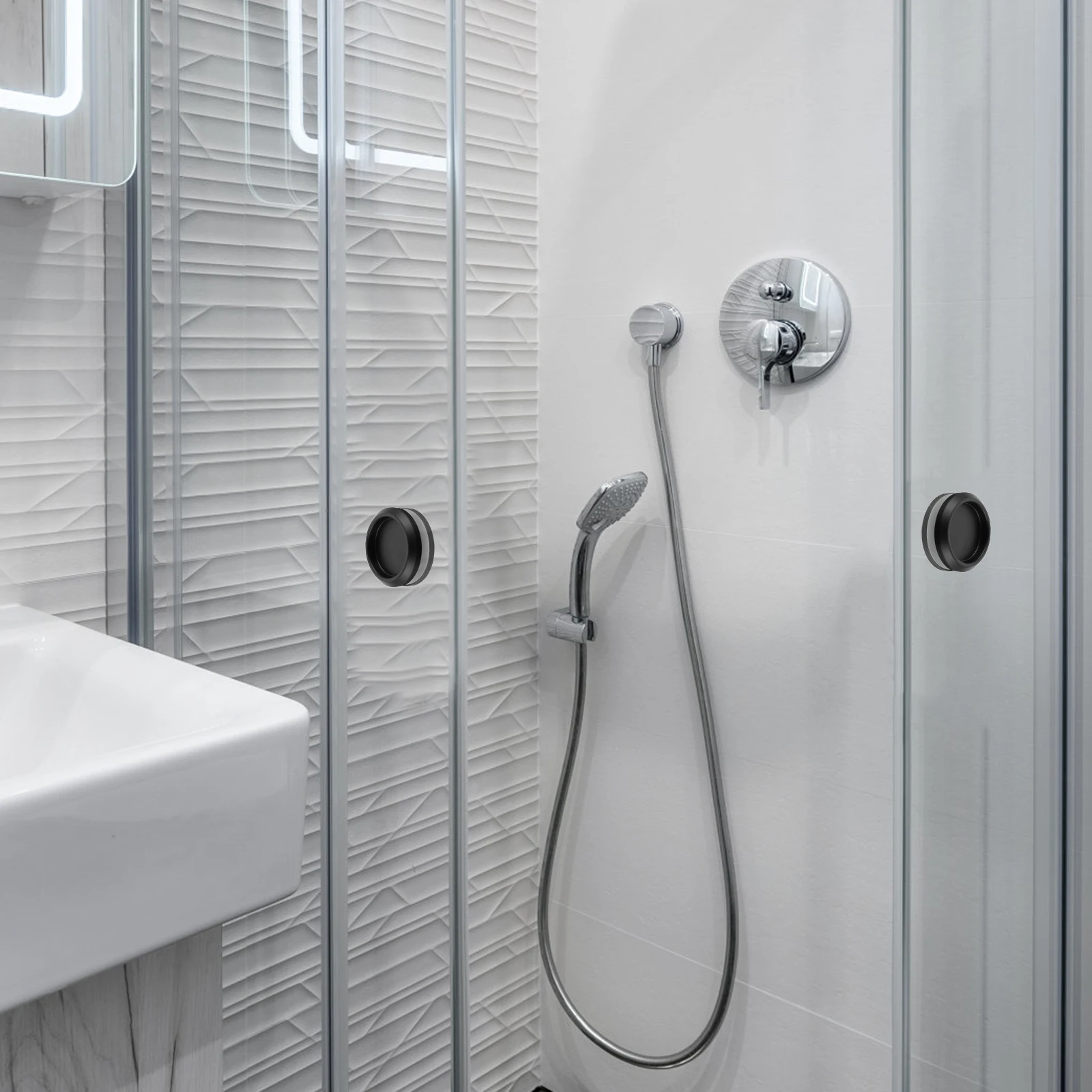 

2Pcs Stainless Handle Glass Sliding Door Pull Knob Pull Knob Bathroom Hardware Round Glass Sliding Door Handle Shape