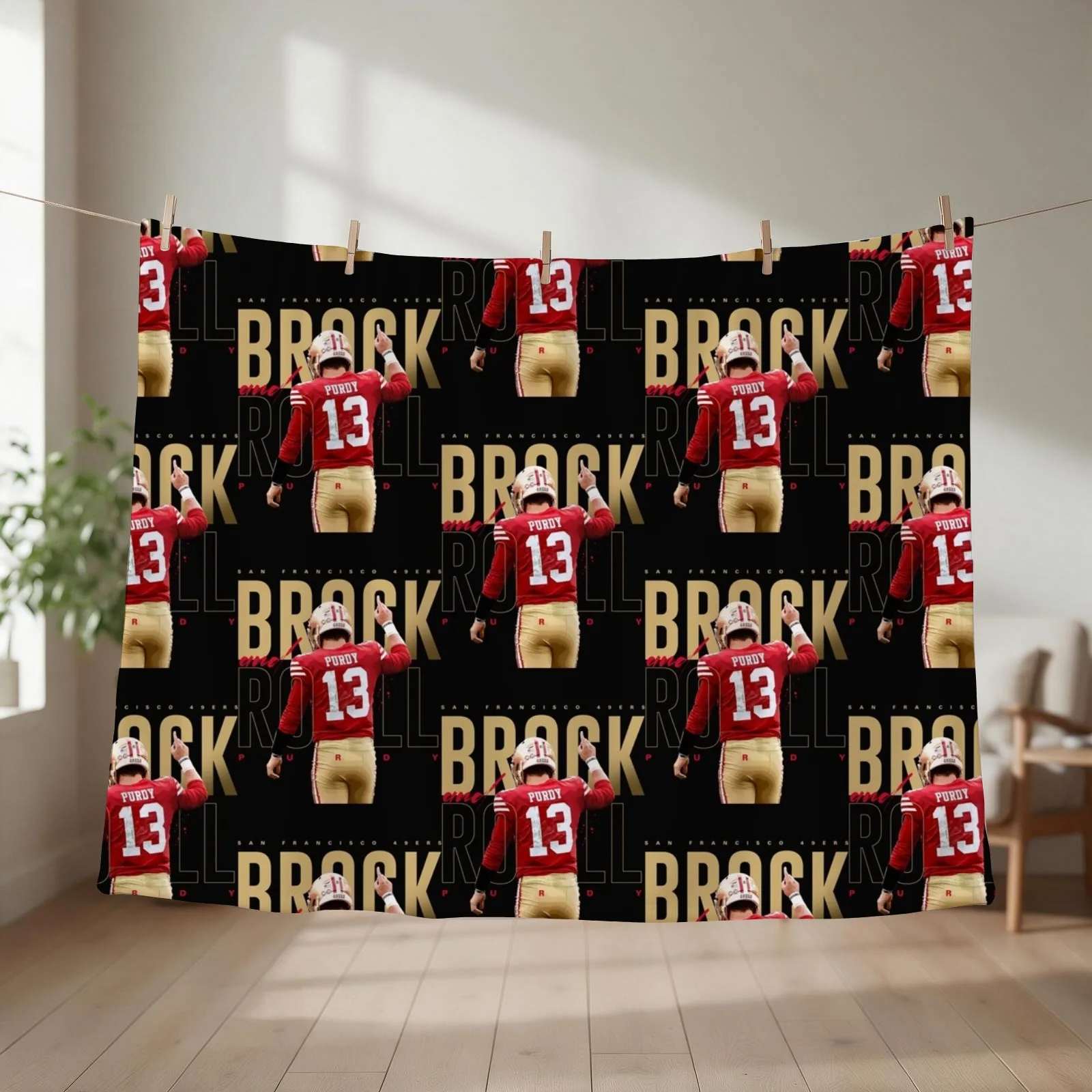 Brock Purdy 13 Throw Blanket couch cozy soft plush fuzzy picnic outdoor blanket