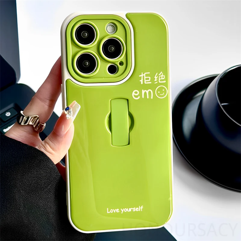

Candy Color Useful Ring Kickstand Glossy TPU Back Cover For IPhone 12 13 14 15 16 17 PM All-inclusive Lens Drop Protection Case