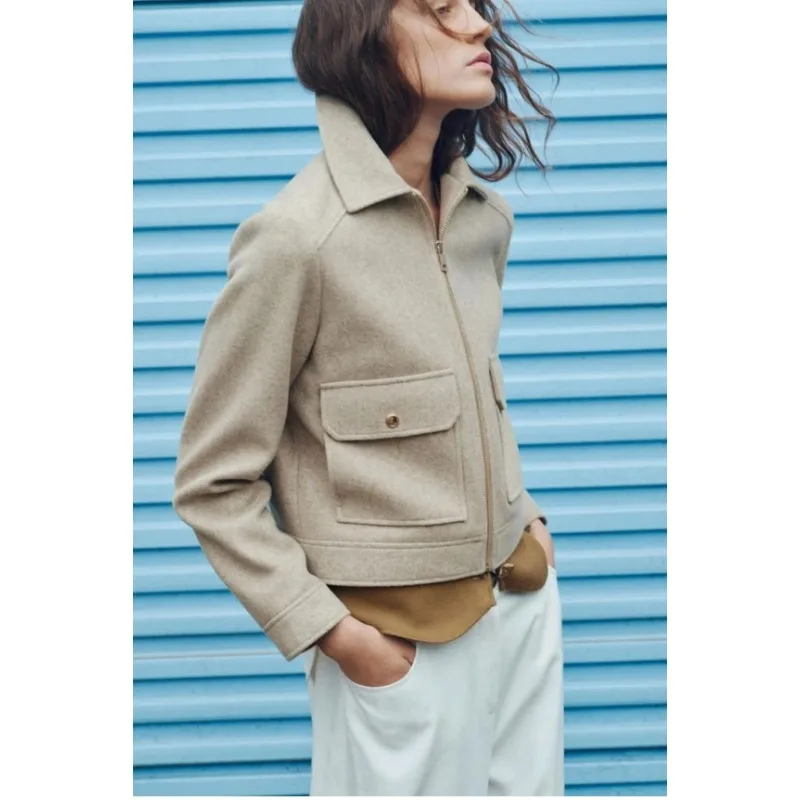 

Leisure Slim Women's Zipper Jacket Coat New Winter Long Sleeve Pocket Outerwear Coat Short Street Elegant Women's Jacket