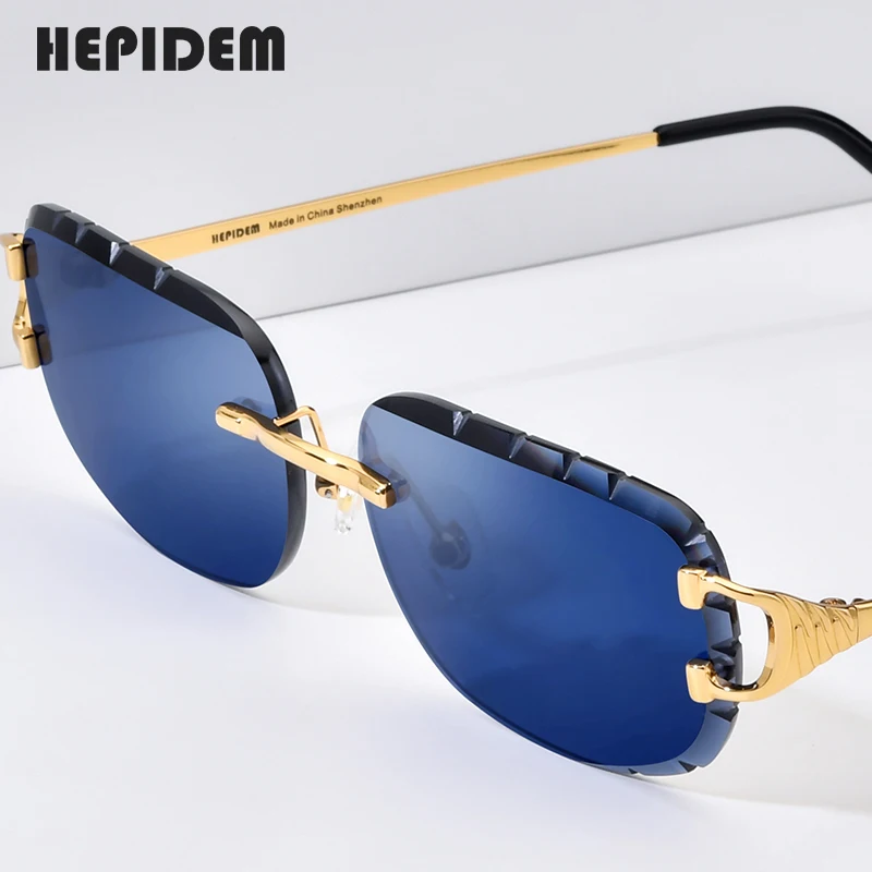 HEPIDEM Alloy Eyeglass Frame Men Luxury Brand Design Trimming Square Rimless Glasses Women High-Quality Frameless Eyewear 50274