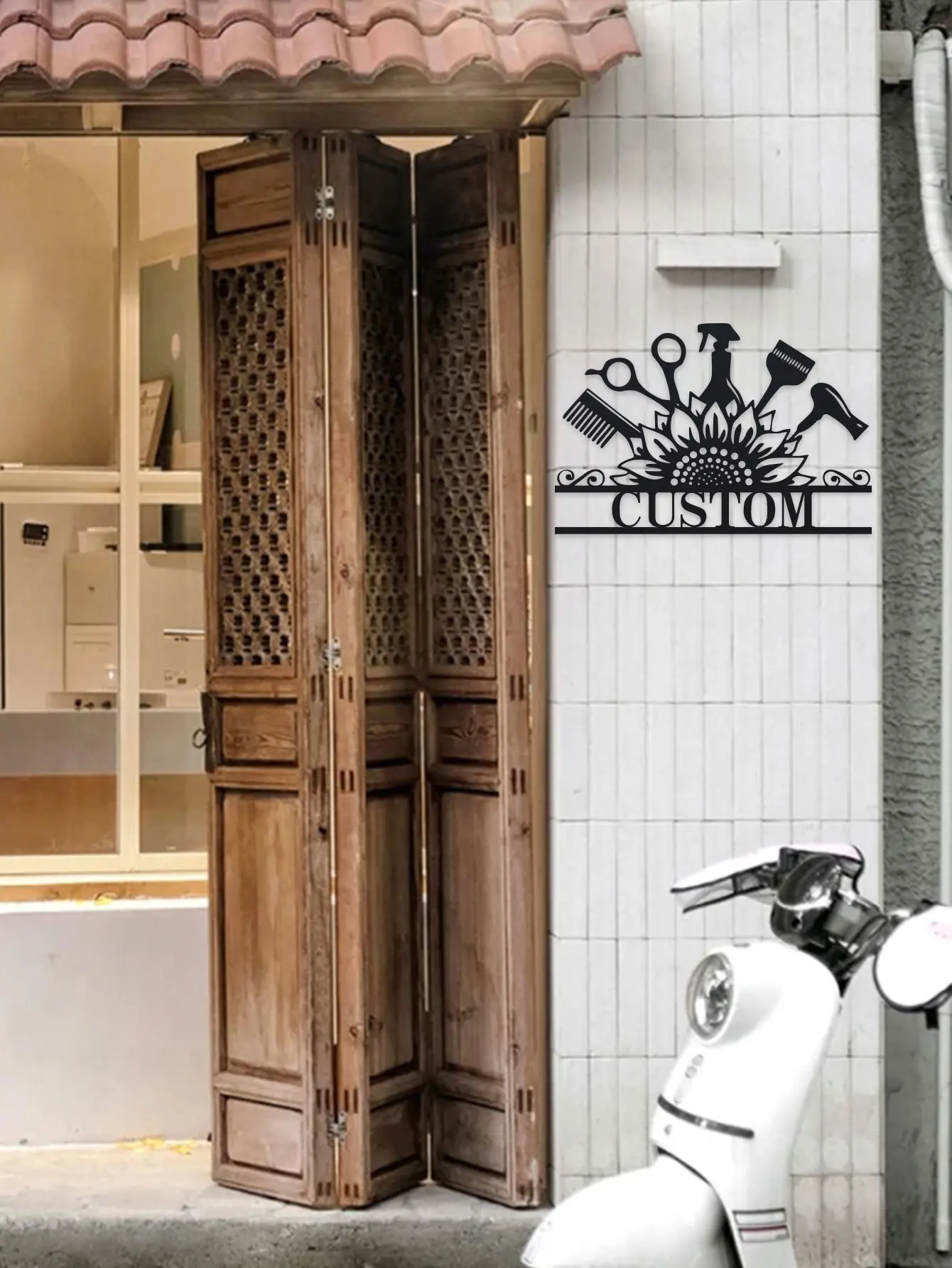 علامة معدنية لخزانة الشعر المخصصة، لوحة فنية جدارية معدنية لصالونات التجميل المخصصة للفتيات، علامة اسم خزانة الشعر المخصصة، تصفيف الشعر المخصص