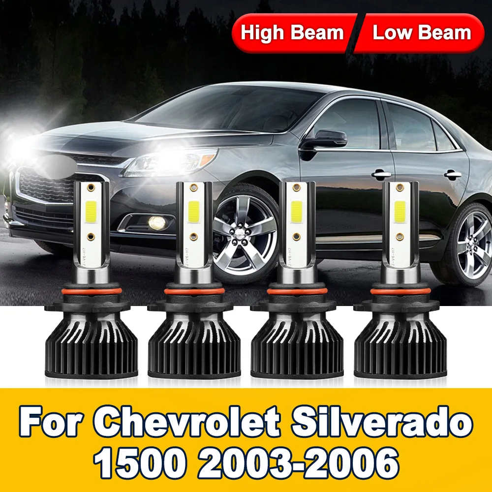 

Car LED Headlight 6000K White High Low Beam Headlamp 30000LM 300W For Chevrolet Silverado 1500 2003-2006 Plug and Play Car Light