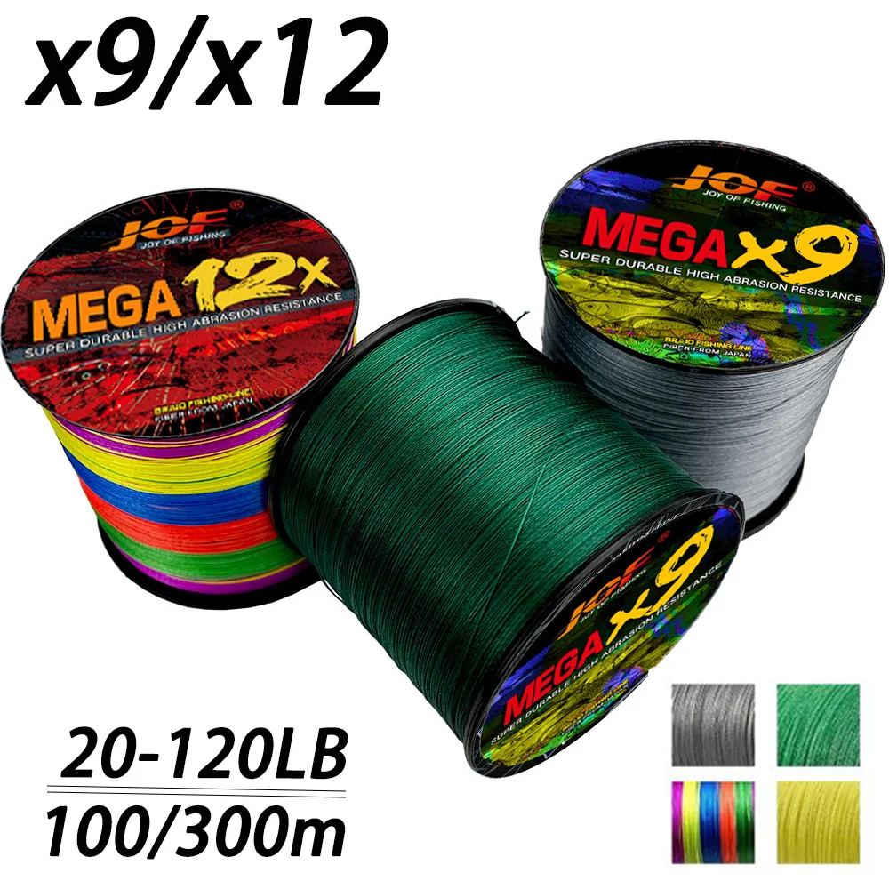 PE Braided Wire Fishing Line 100M300M 9/12 Strands Braided Line Strong Multifilament 20/25/30/39/50/65/77/92/120LB 0.14-0.55mm