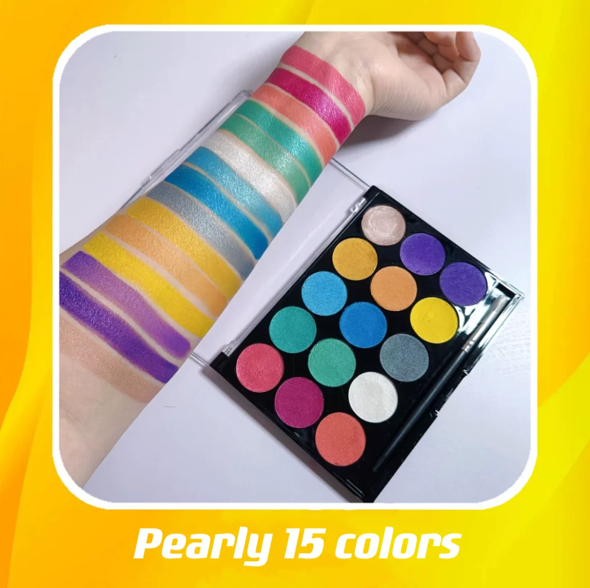 Customized 15 Color Popular UV Pearly Matte Brown Water Activated Eyeshadow Eyeliner Palette