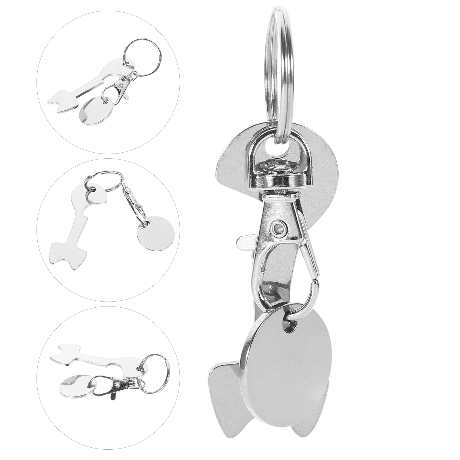 Cart Token Trolley Key Rings Chain Stainless Steel Small Tokens Keyrings Keychain Ornament Metal Shopping Coin