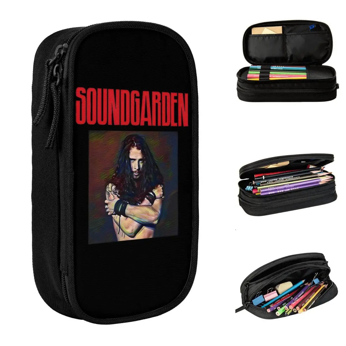 soundgarden estojo para lapis chris cornell band bolsa para canetas grande armazenamento material escolar estojos cosmeticos estudante moda 01