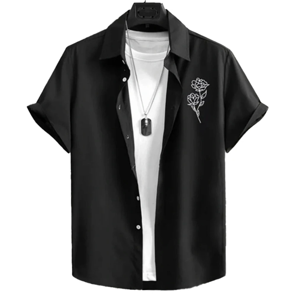 Palm Tree Pattern Casual Botanical Flower Personalized Printed Shirt Tops Men's Shirt Shirts Button Short Sleeve Tops Outdoor