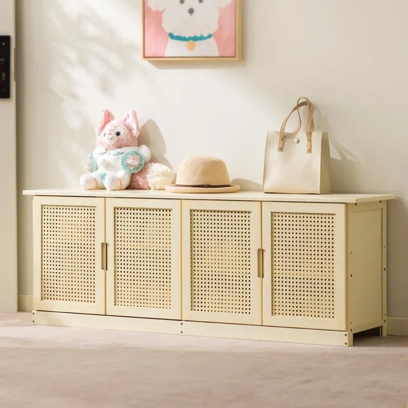 Stable Cream style shoe changing stool for home use, doorstep for wearing shoes, adjustable seating shoe cabinet