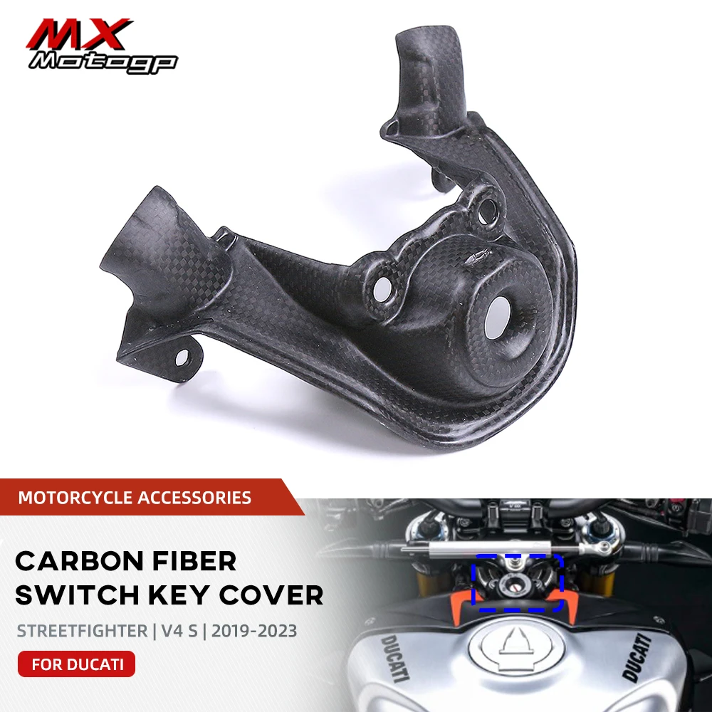 

For DUCATI Streetfighter V4 V4S 2020-2023 Carbon Fiber Front Tank Switch Key Cover Motorcycle Parts Keys Ignition Keychain Guard