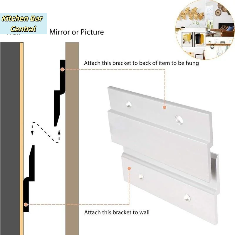 【1Pair Aluminum Z-Clamps Interlocking Wall Mounting Bracket Picture Hanging Hook French Cleat Picture Hanger For Mirror】