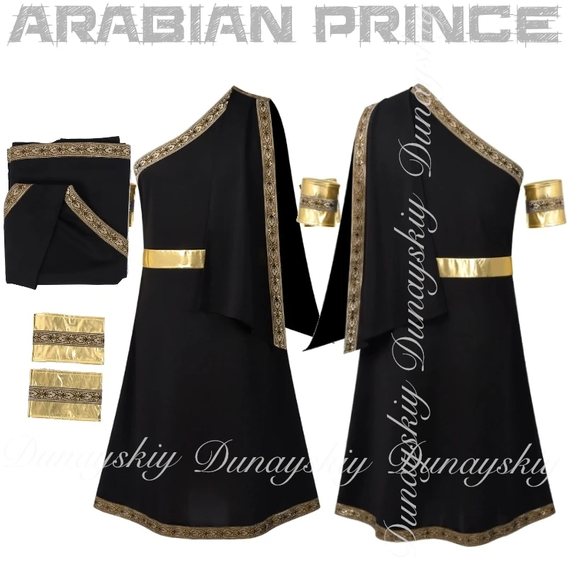 

Medieval Cosplay Helloween The Black Ancient Greek Tunic Arabian Prince Costume Anime Character Stage Cospaly Costume All Of Set