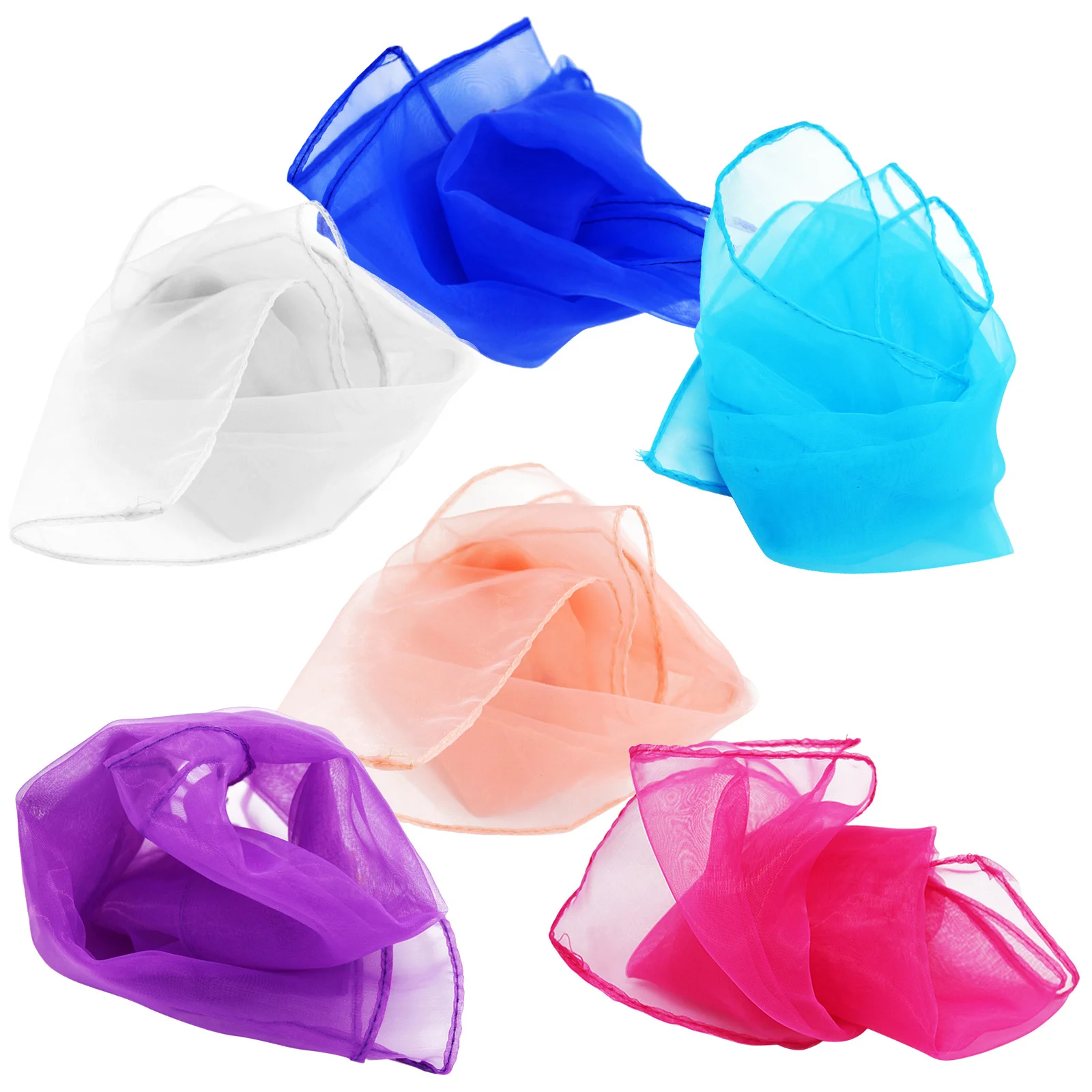 ผ้าพันคอสำหรับการแสดงระบำ 6 ชิ้น ขนาด 60x60 ซม. รูปทรงสี่เหลี่ยมผืนผ้า ทำจากผ้าไหมเทียม น้ำหนักเบา พกพาสะดวก อุปกรณ์ประกอบการแสดงเต้นรำ สีสุ่ม