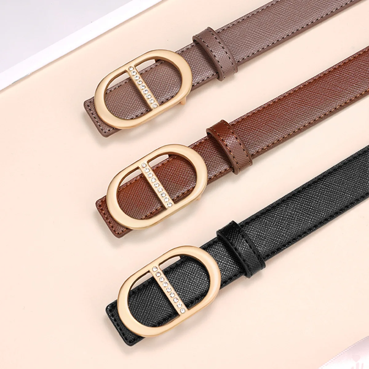 Nuova cintura in pelle da donna, cintura in vera pelle per jeans, cintura alla moda e versatile