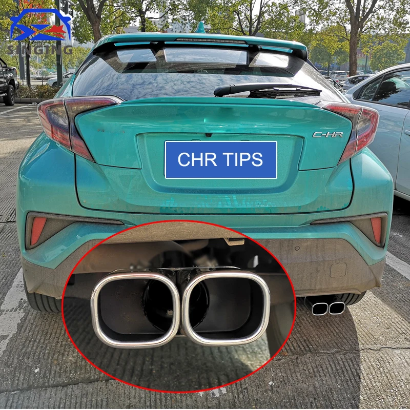 Car Stainless Steel Rear Exhaust Pipe Muffler Tail Car Accessories auto parts decoration for Toyota CHR C-HR 2017-2020 AX10 AX50