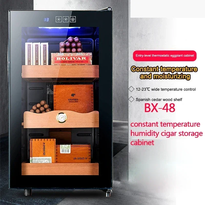 BX-48 Konstante Temperatur 48L Thermostat Luftfeuchtigkeit Zigarrenschrank Zedernholzregal elektronische Kühlung