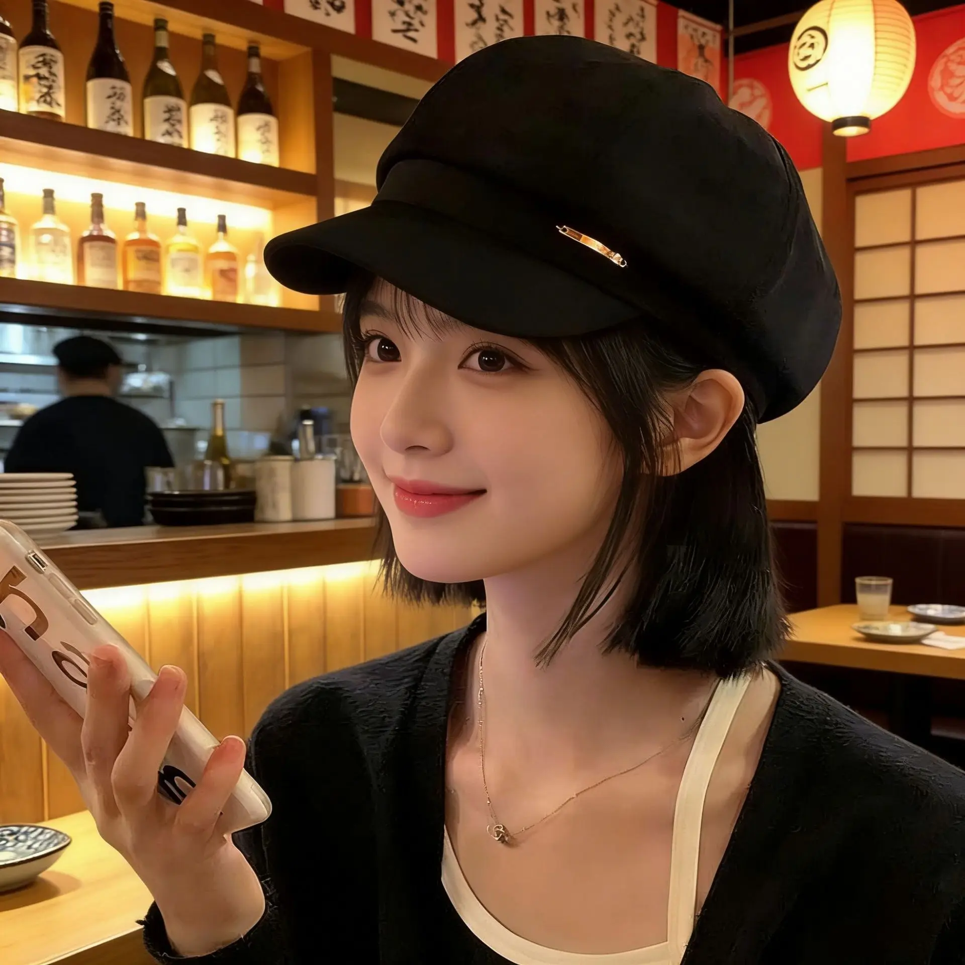 Women Korean‑Style Face‑flattering Beret, Summer Sweet Cute Octagonal Painter Hat, Fashion High‑end Versatile Cap
