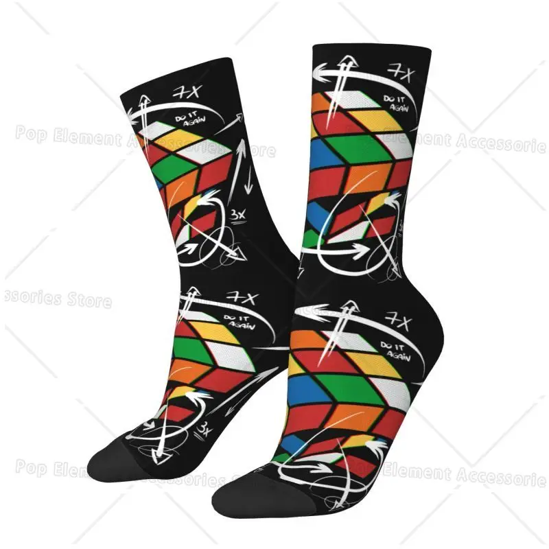 Rubix Rubiks Cube Math Formula Men's Crew Socks Unisex Funny Magic Gift Spring Summer Autumn Winter Dress Socks