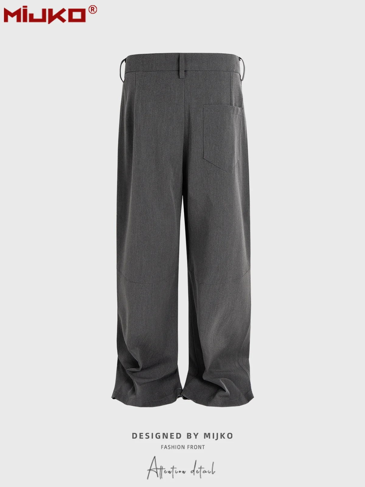 MIJKO للجنسين بنطال مستقيم الساق مطوي تصميم أسود رمادي مشمش السراويل C912 #