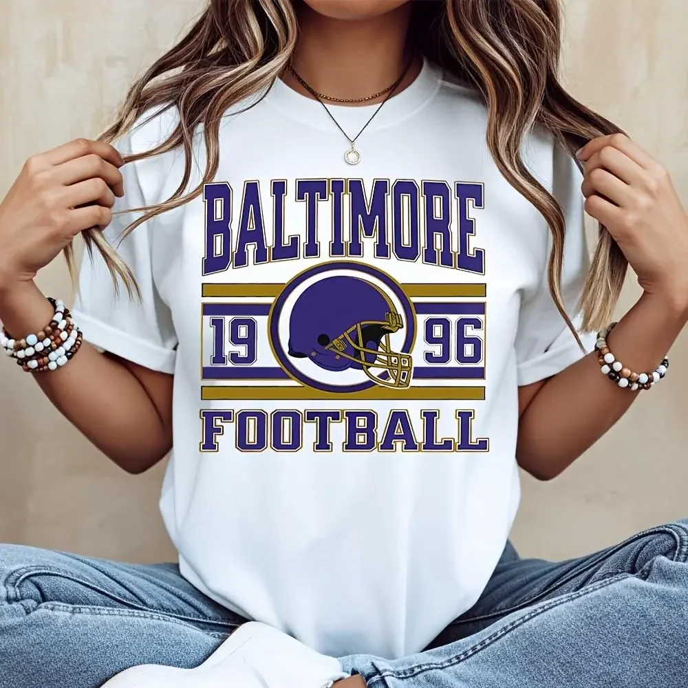 Baltimore Football 1996 Vintage Helmet Graphic, T-Shirt, Retro Sports Fan Apparel, Casual Daily Wear Game Day Gift