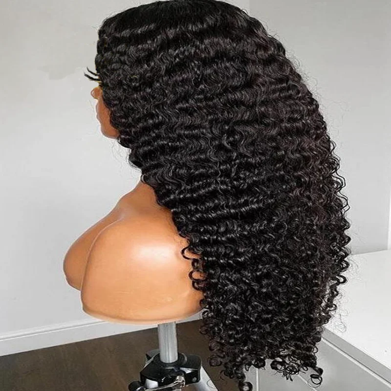 Soft Glueless Natural Black Color 26“Long 180Density Kinky Curly Lace Front Wig For Women With BabyHair Preplucked Daily Cosplay