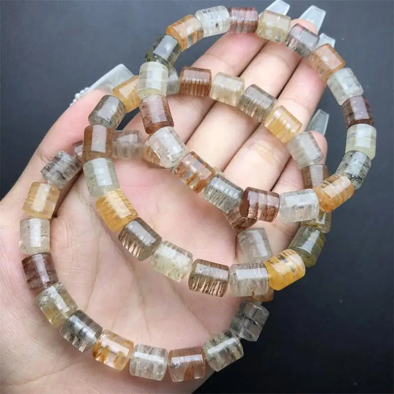 Natural Thousands Of Layers Of Garden Quartz Bucket Bead Bracelet Fashion Charm Exquisite Jewelry Holiday Gift 8x10MM