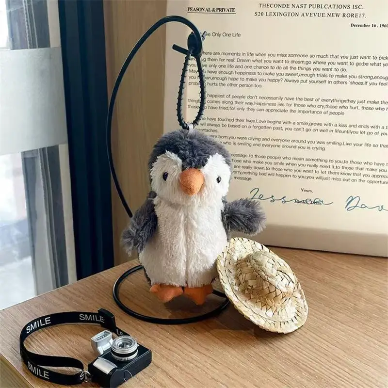 Dessin animé mignon pingouin en peluche poupée jouets porte-clés pendentif sac suspendus ornements sac à dos charme Girly porte-clés cadeau d'anniversaire de noël