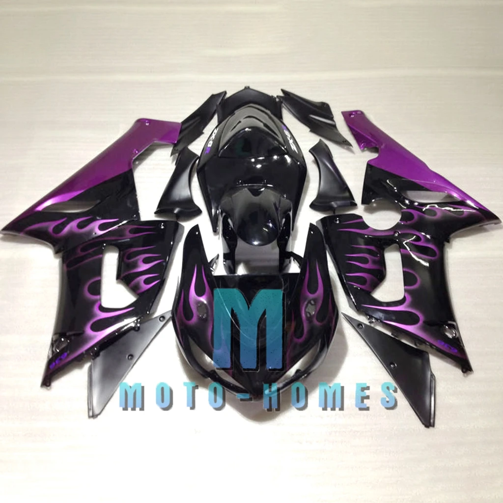 

Prime Chinese Fairing Set for ZX-6R ZX 636 2005 2006 Kawasaki Ninja ZX6R 05 06 Street Racing Body Repair Bodywork Puple Flames
