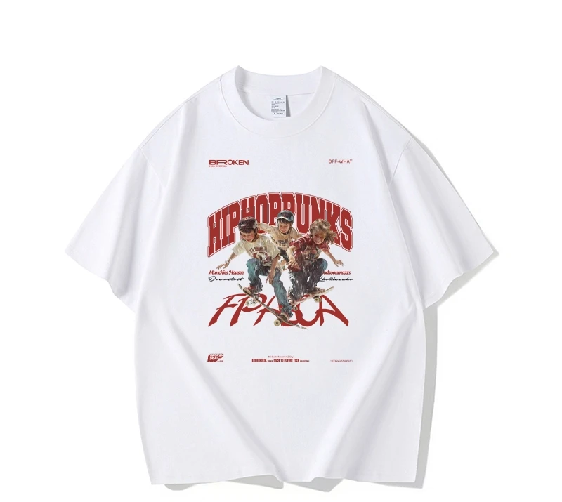 

Summer men's FOMK national fashion brand skateboarding youth print short-sleeved T-shirt, 100% pure cotton high street top
