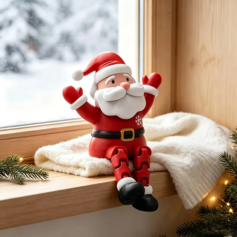3D Printed Christmas Santa Claus Figurine, Desktop Ornament, Red Xmas Decor, Holiday Statue Decoration for Family & Friends