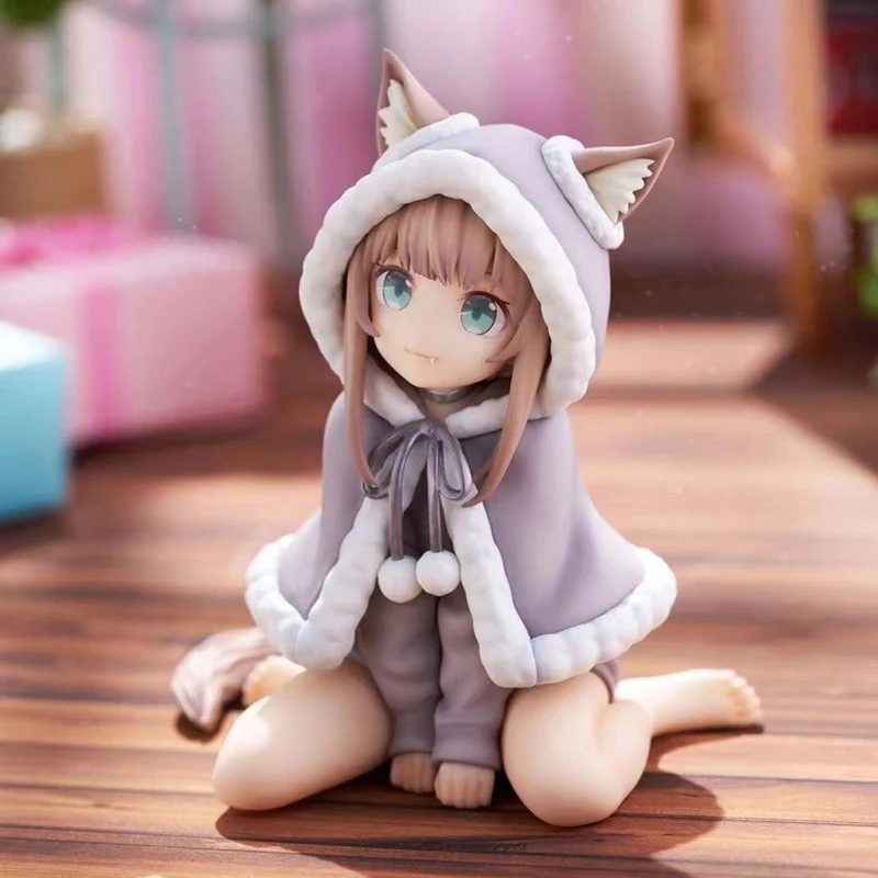 Anime Sakura Soybean My Cat Is A Kawaii Girl Action Figures Kawaii Kinako Christmas Clothes Cat Girl Cute Figures PVC Model Toys