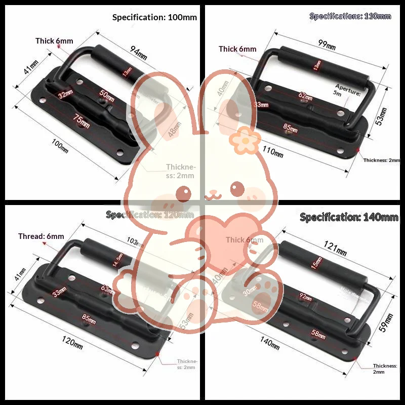 Tool Box Cabinet Spring Pull Handle 1Pcs Black Movable Ring Easy to Mount for Luggage Trunk Outdoor Storage Case Fittings