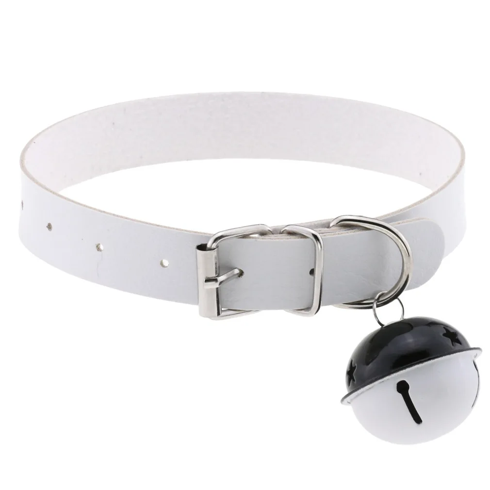 DIEZI Goth Simple Bell Pendant Necklace For Women Men Cosplay Vintage Black PU Leather Statement Necklace Torques New Jewelry