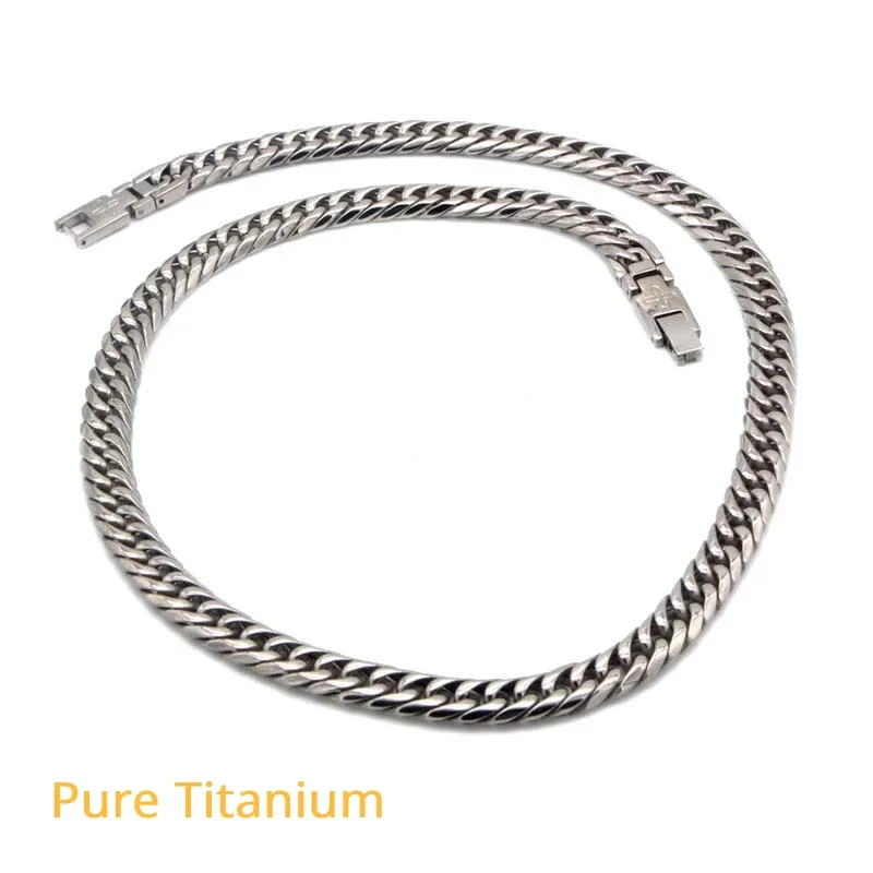 Fashion Pure Titanium Ti Link Chain Necklace for Men Women Bracelet 8mm Light Anti-Allergy Skin-Friendly Titanium Chain Necklace